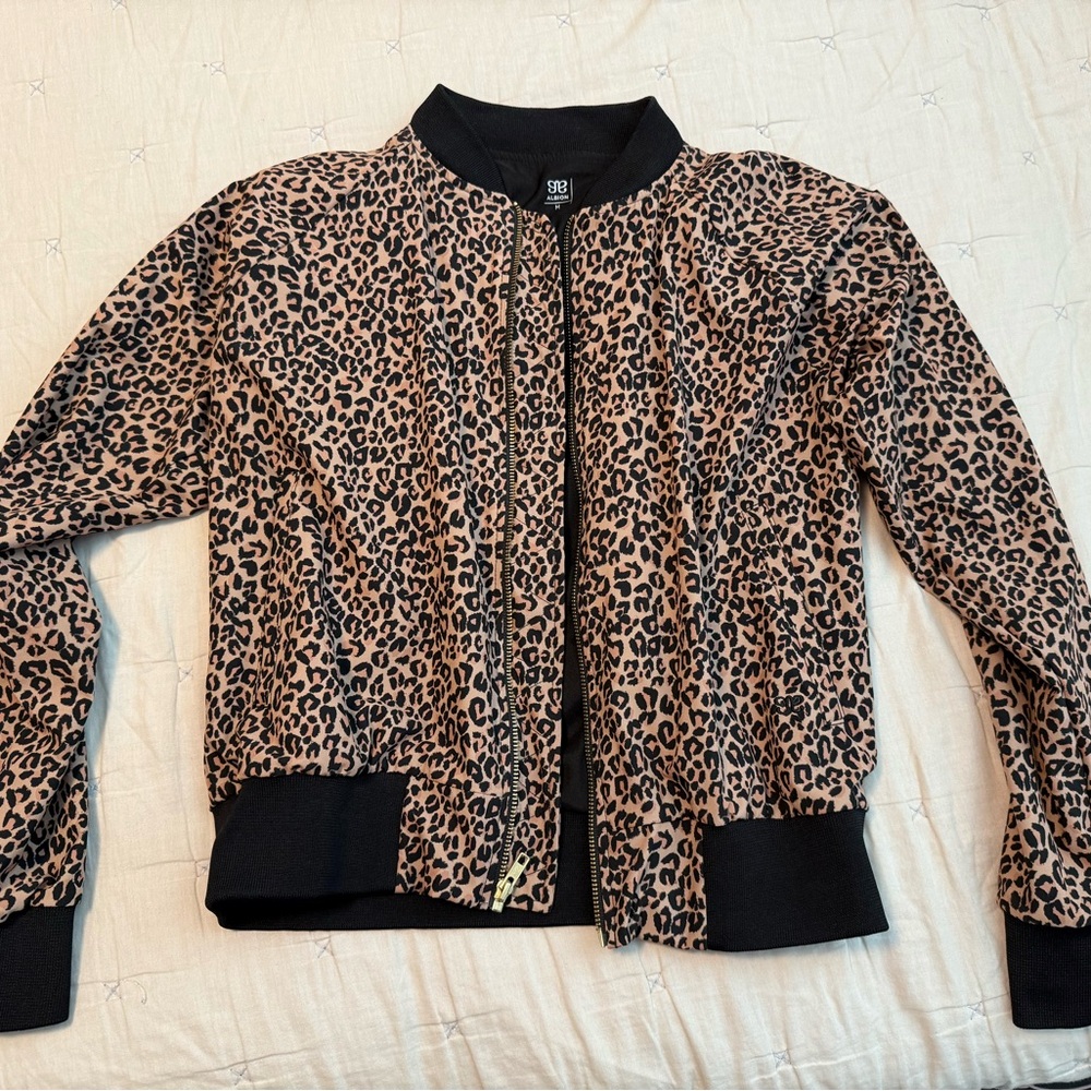 Albion Black and Tan Leopard Bomber Jacket